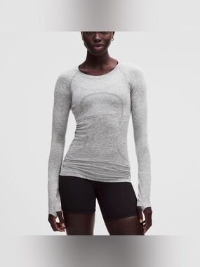 Lululemon Swiftly Tech Long Sleeve Shirt 2.0 *Hip Slate/White Size 8 NWT